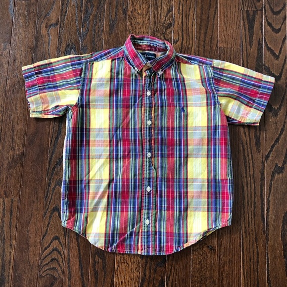 Ralph Lauren Other - Ralph Lauren Boys 6 Yellow/Red/Blue Plaid Short-Sleeved Cotton Button-Down Shirt